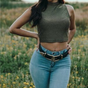 Gold mock neck crop top SMALL, MEDIUM & LARGE AVAILABLE